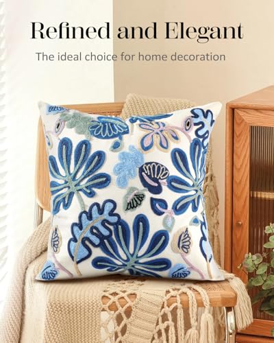 Embroidered Throw Pillow Cover, 18x18 Inch, Abstract - color: Abstract, size: 18" x 18" (Pack of 1)