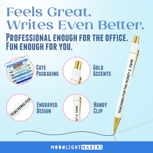 Moonlight Makers Ballpoint Pens, Fatherhood Gift - Black Ink Set of 5 - color: Fatherhood