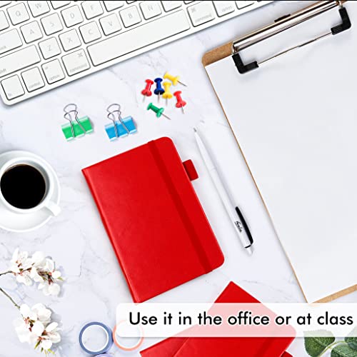 feela 6 Pack Pocket Mini Notebooks Bulk, Small Cute Memo Notepads Hardcover College Ruled Lined Journals with Pen Holder for School Business Work, with 6 Black Pens, 3.5”x 5.5”, A6, Red - color: 6 Red