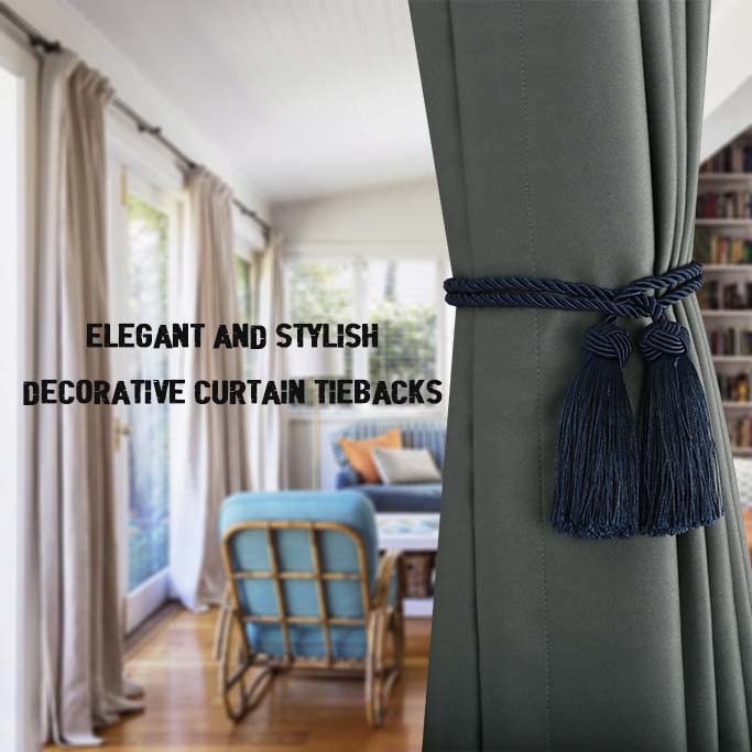 BEL AVENIR 2 Pack Handmade Rope Tassel Curtain Tiebacks - color: Navy, size: 2 Pack