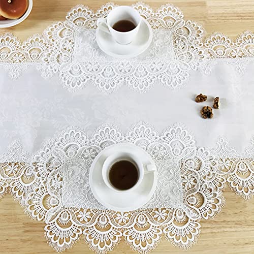 Lace Placemats Set of 6 Washable Off White 12x18inch - color: Carnation-white, size: 6pcs
