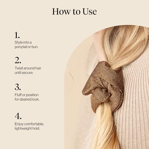 Kitsch Metallic Mesh & Satin Scrunchies For Women - Black & Chocolate, 2pcs - color: Black & Chocolate