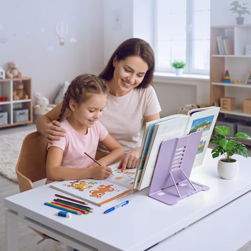 Book Stand, Book Holder, Book Stand for Reading – for Desk & Music - color: Purple