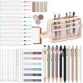 Crtiin 52 Pcs Aesthetic Pencil Pouch Set with Pen Highlighters, Beige - color: Beige