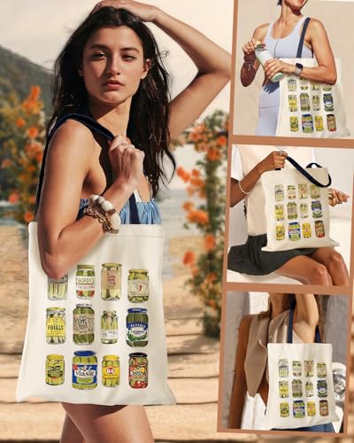 Miss Adola Canvas Tote Bag for Women with Inner Pocket - color: Canned Pickle