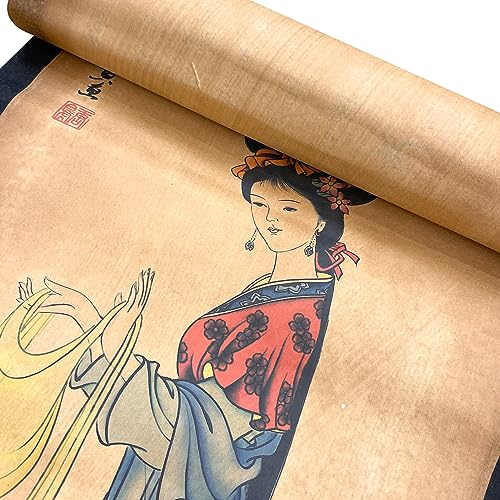 Wall Art Poster Prints Painting Paper Scroll Decor Chinese Beauty Lady - color: A1