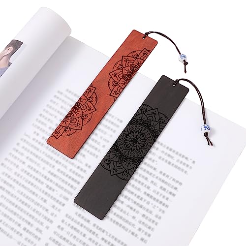 Mandala Bookmark, Book Marks for Book Lovers, Wooden Bookmarks for Adults, Book Lover Gifts (Round Mandala) - style: Round Mandala