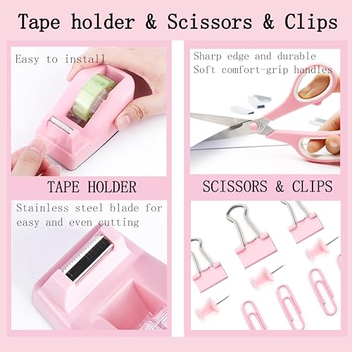 Scindaly Office Desk Accessories 12-Piece & Desk Organizers and Accessories - color: Pink