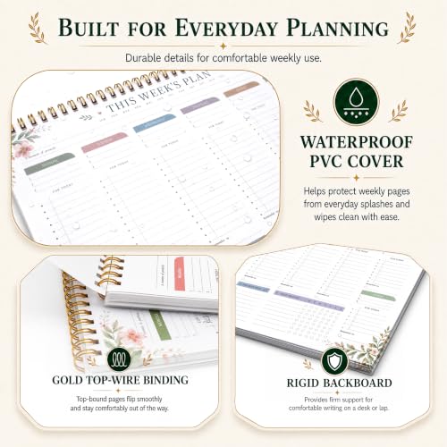 Weekly To Do List Notepad with Habit Tracker, 8.5" x 11" - color: Flower
