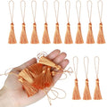 48Pcs Mini Bookmark Tassels Handmade Keychain Silky Tassel - color: Orange