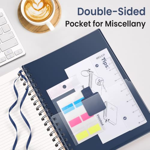 EMSHOI Lined Spiral Journal Notebook, 300 Pages, A5 Size (5.7'' x 8.2'') - color: Navy Blue, size: A5