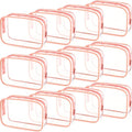 Weewooday 12 Pcs Clear Cosmetic Bags PVC Zipper,Medium,Pink - color: Pink, size: Medium