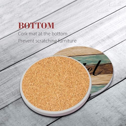 Britimes Coasters for Drinks, Set of 6, Ceramic Stone, Wooden - color: Retro 3