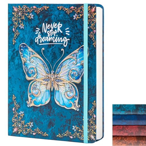 B5 Hardcover Journal for Women & Men -Butterfly Aesthetic Lined Notebook - color: Sky Blue