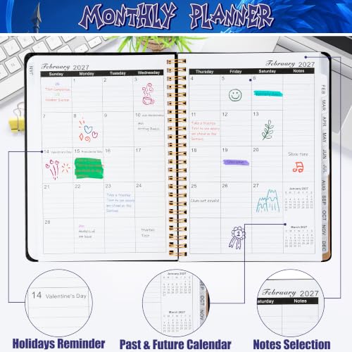 Xqumoi 2027 A5 Planner Dragon Blue Fire Weekly and Monthly Planner Gift - color: Blue Dragon 2027, size: A5