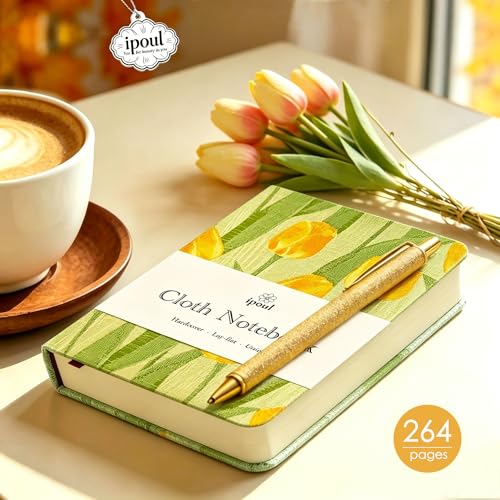Pocket Notebook, A6, 4x6, Small Embroidered Journal, Cute Notebook, Lay Flat, Hardcover, Lined Notebook & Sketchbook, Note Taking Notebook, Beautiful Journal for Women, Tulip Flower - color: A6-Cute Tulip
