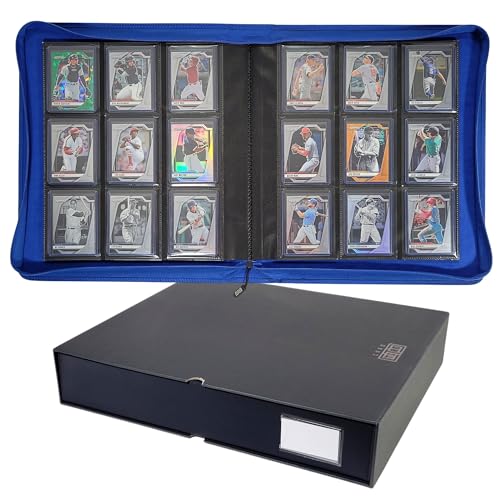 Card Titan Toploader Binder - 9-Pocket Trading Card Binder with Rigid Slipcase - Fits 252 Standard Top Loaders - Heavy-Duty Square Spine Case for Toploaders - Side-Loading Pages - Blue - color: Blue - 9 Pocket