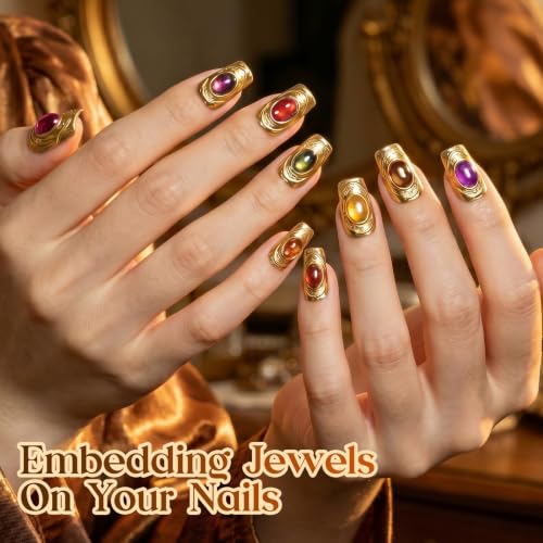 Beetles Fall Cat Eye Gel Polish Set, Vintage Jewel 6 Colors Halloween Gel - color: A - Glass Cat Eye | Vintage Jewel