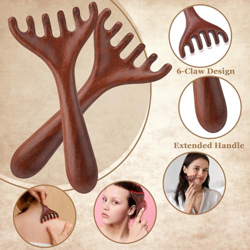 ProSuites 3 Pcs Wooden Head Scalp Massager Comb, Head Massage Tool for Relaxation Hair Gua Sha Comb for Mother,Gaughter,Wife - style: Massager-A