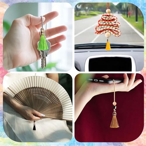 Mini Tassels Charm, 90pcs Golden Round Caps Mixed Color Mini Tiny Handmade Craft Tassels Charms for DIY Jewelry Necklace Making Accessories - color: 18 Colors-3cm