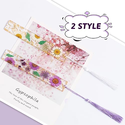 Bookmarks for Women, Kaluofan 2PCS Book Markers for Reading, Durable Handmade Dried Flower Bookmarks with Tassels, Pretty and Increase Reading Interest - color: D, size: 2PCS