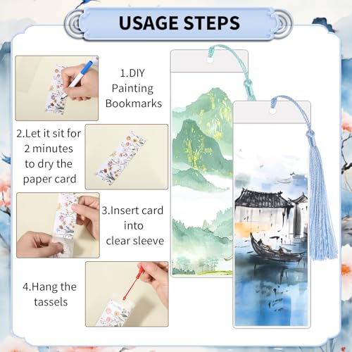 120 Sets Blank Kraft Paper Bookmarks Kit with Tassels and PVC Sleeves - color: White/120pcs