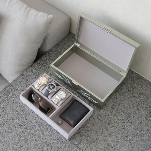 MADDesign Mother of Pearl Watch Box Jewelry Organizer (Metallic Silver) - color: Metallic Silver
