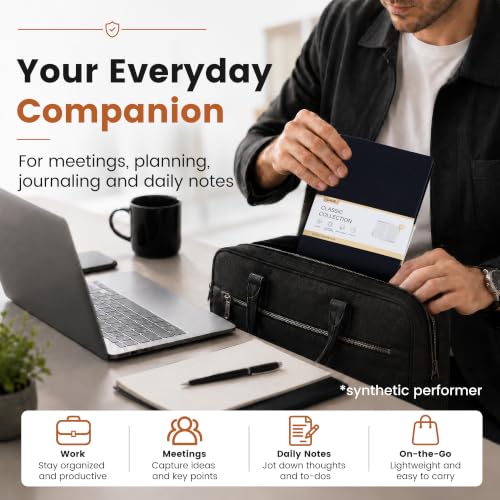 CAGIE College Ruled Journal for Men & Women, Softcover A5 Leather Notebook - color: Black, size: 1 Pack