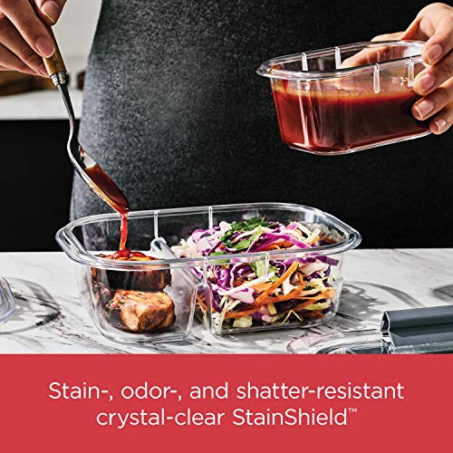 Rubbermaid Brilliance Meal Prep Containers, 2-Compartment Food Storage Containers, 2.85 Cup, 5-Pack, BPA-Free, Clear/Grey - size: 2.85 cup (10-Piece)