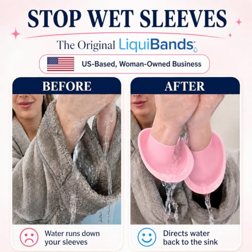 LiquiBands Face Washing Wristbands - Original Drip Catch Cuffs (Pink, S/M) - color: Blush Pink, size: S/M