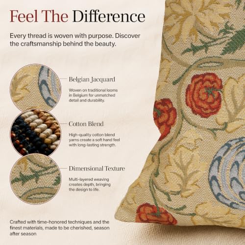 William Morris Yellow Rose Tapestry Throw Cotton Pillow Cover 18 x 18 in - color: Yellow Rose