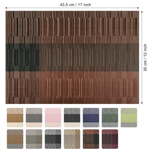 Placemats Set of 6, Vinyl Woven Heat-Resistant Place Mats - color: Black Brown, size: Set of 6