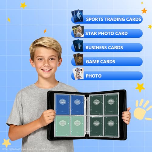Premium Trading Card Binder, 4 Pocket Trading Card Binder for Pokemon TCG - color: Blue, size: Large