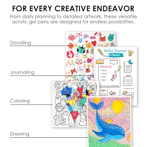 Grabie Acrylic Gel Pens Coloring Kit with Book, Pack of 60 Multicolors - color: Multicolor