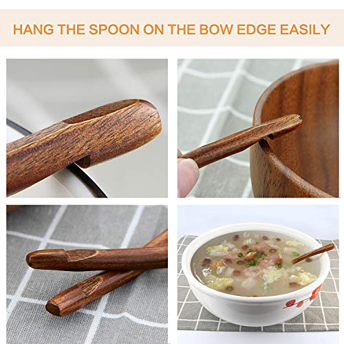 AOOSY 6 Pcs Wooden Soup Spoons, 7.84 Inches Japanese Ramen Spoon - color: 6 Pcs Japanese Natural Wood Spoon