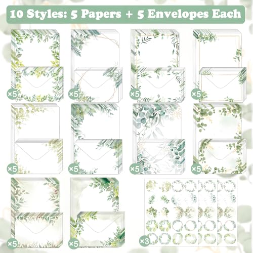 FUNCLASS 160 Pcs Leaf Stationery Set Letter and Envelopes - color: Leaf Unlined