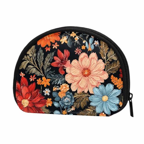 IBILIU Small Coin Purse Black Flower Embroidery Colorful Flowers Beautiful Floral Ornament Mini Wallet Coin Pouch Change Purse For Women Men - color: Coinp-017