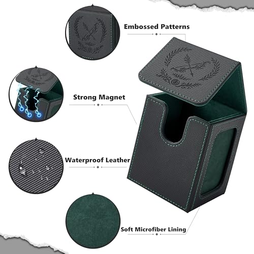 Venssu Elf Themed MTG Deck Box with Commander Display Window (Black＆Green) - color: Elf