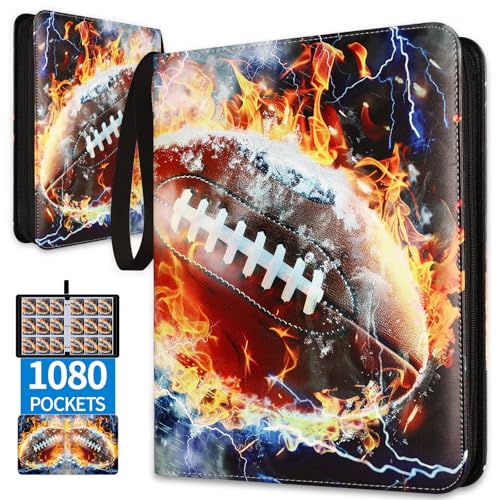Football Card Binder, Holds 1080 Cards, 9-Pocket Trading Card Binder - color: Footballl C
