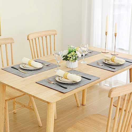 Homaxy PU Faux Leather Placemats for Dining Table, Set of 6, Light Grey - color: Light Grey
