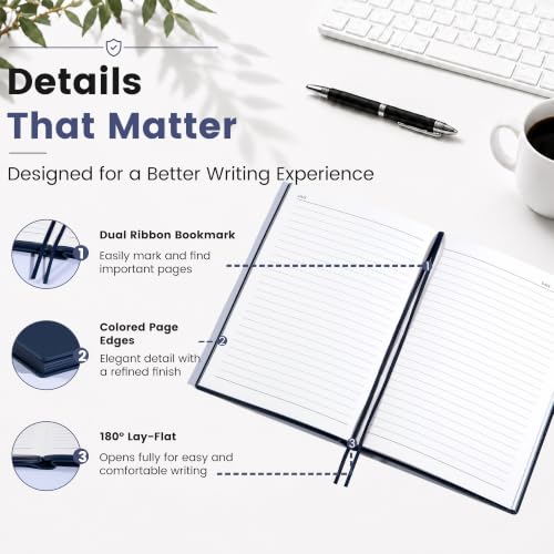 CAGIE College Ruled Journal for Men & Women, Softcover A5 Leather Notebook - color: Navy Blue, size: 1 Pack