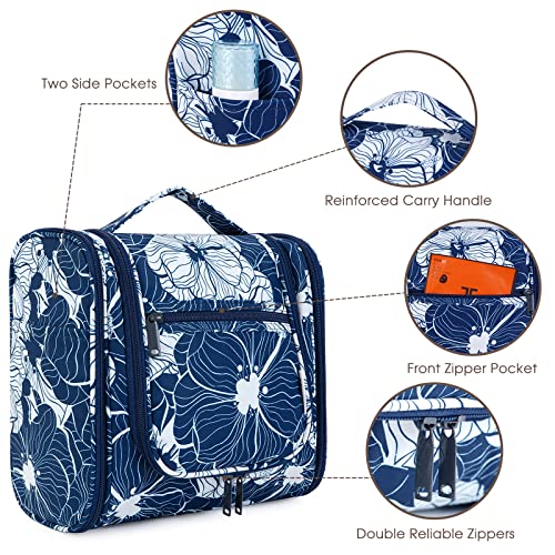 Narwey Large Hanging Travel Toiletry Bag for Women, Makeup Cosmetic Bag - color: B-Blue Lotus, size: Large