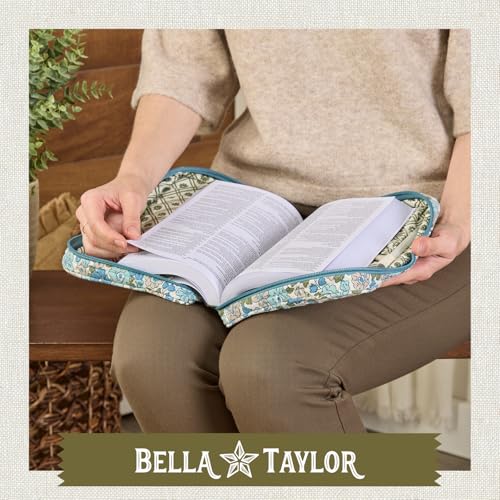 Bella Taylor Small Bible Cover, Quilted Bible Case, Delicate Floral Blue - color: Delicate Floral Blue, size: Small