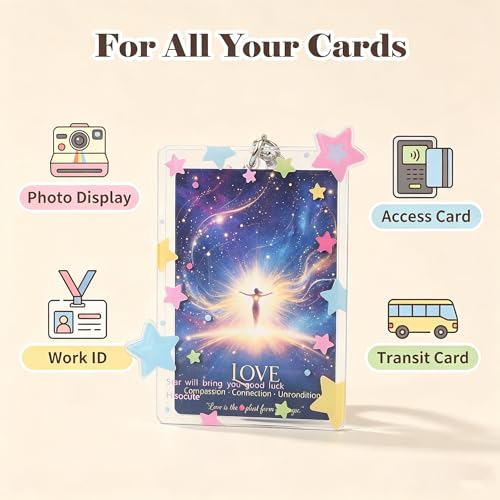 Cute Star Acrylic Photo Card Holder Keychain - color: Pink Stars