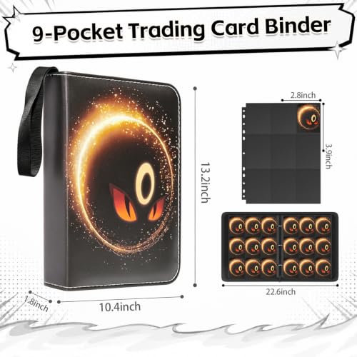 Black Trading Card Binder for Card Collectors, 9-Pocket 360 Cards - color: Black, size: Large