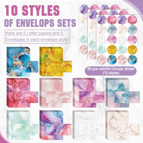 TaoBary 160 Pcs Marble Stationery Paper and Envelopes Set, 8.5 x 11'' - size: 8.5 x 11 Inch, style: Marble