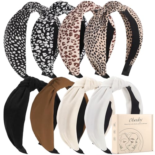 obeoby 8 Pcs Leopard Knotted Headbands for Women, Y2k Hair Accessories - color: Leopard series