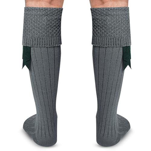 DSS KILTS-Kilt Hose, Tradional Scottish Kilt Scocks Wool Blend, Bubbled Design Kilt Socks for USA Shoe Sizes - color: Grey, size: Medium