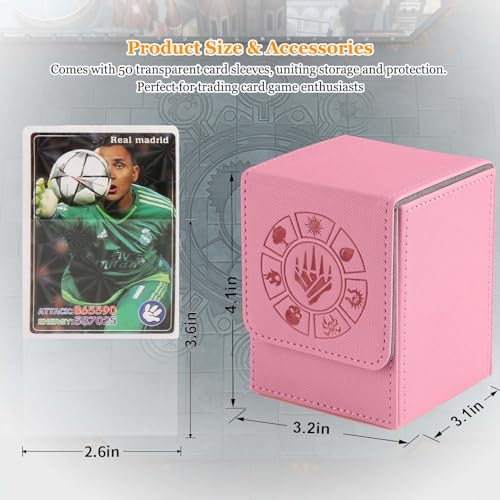 Arkeiliy MTG Deck Box 110+ Storage Sleeved Cards for Magic Commander - color: Pink
