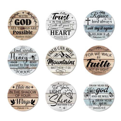 ANATTASOUL Bible Verses Wooden Coasters Set of 9 Bulk(3.9") - style: Bible Verses